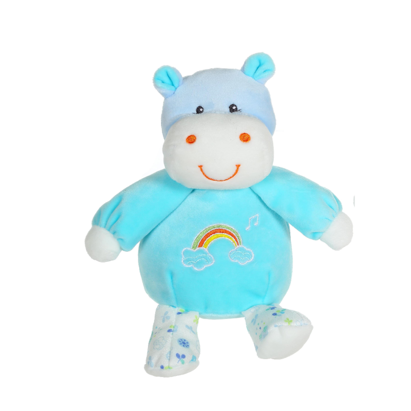  rainbow peluche musicale hippopotame bleu 15 cm 